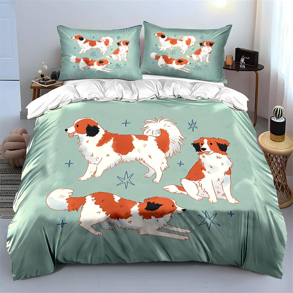 Cute Cartoon Dogs with Stars Bedding Duvet Cover Set Duvet Cover Pillowcases  (1*Duvet Cover 2*Pillowcases, without duvet insert)