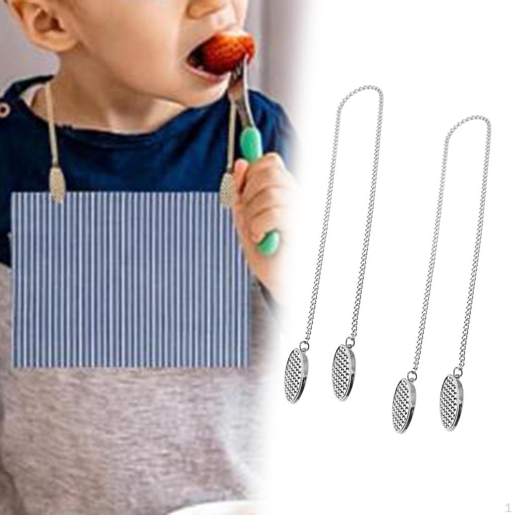 2Pcs Bib Towel Holder Clips Lanyard Neck Strap Fixing Clip Napkin with Chains for Drawing