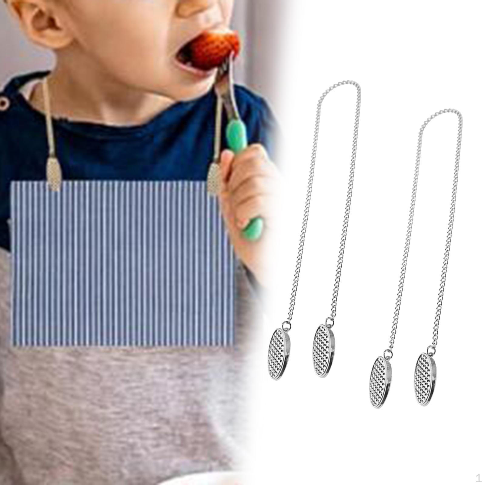 

2 шт. Зажимы для держателя нагрудника, ремешок на шею, фиксирующий зажим, салфетка с цепочками для рисования Silver