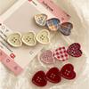 Sweet Check Love Button Hair Clip Side Bangs Girly Cute Duckbill Clip Hair Accessories