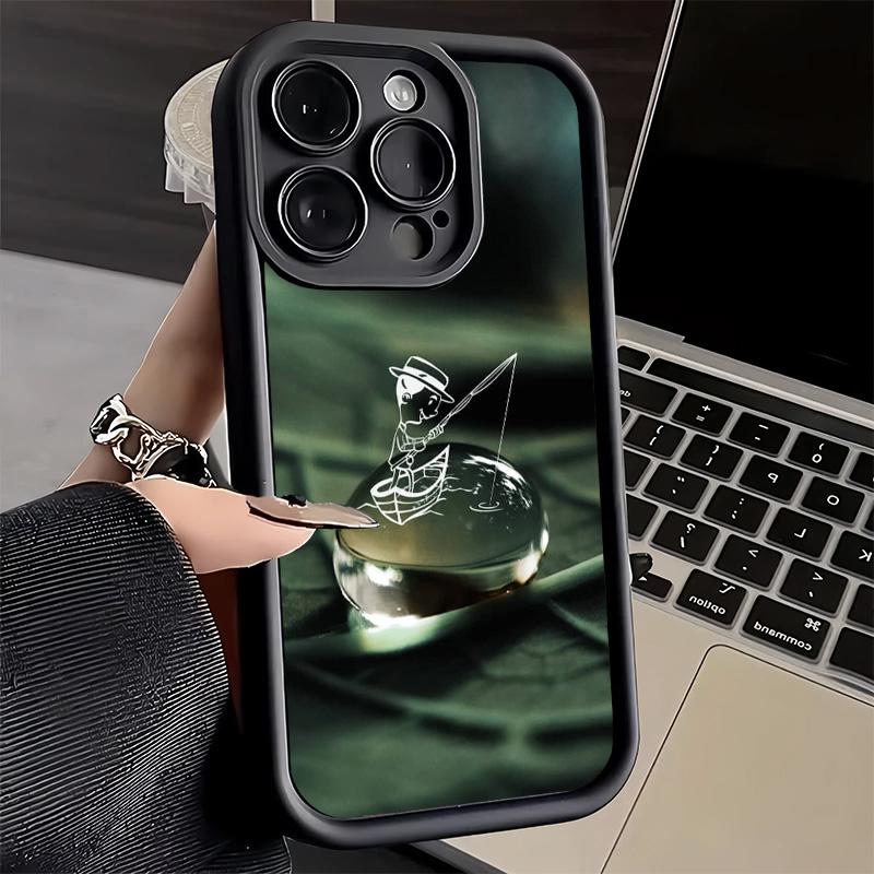 Phone Case for iPhone 17 Air 16E 15 16 Pro Max Nature Cute Child Painting Style Cover 14 Plus 13 12 Mini Soft Shell Silicone Fun