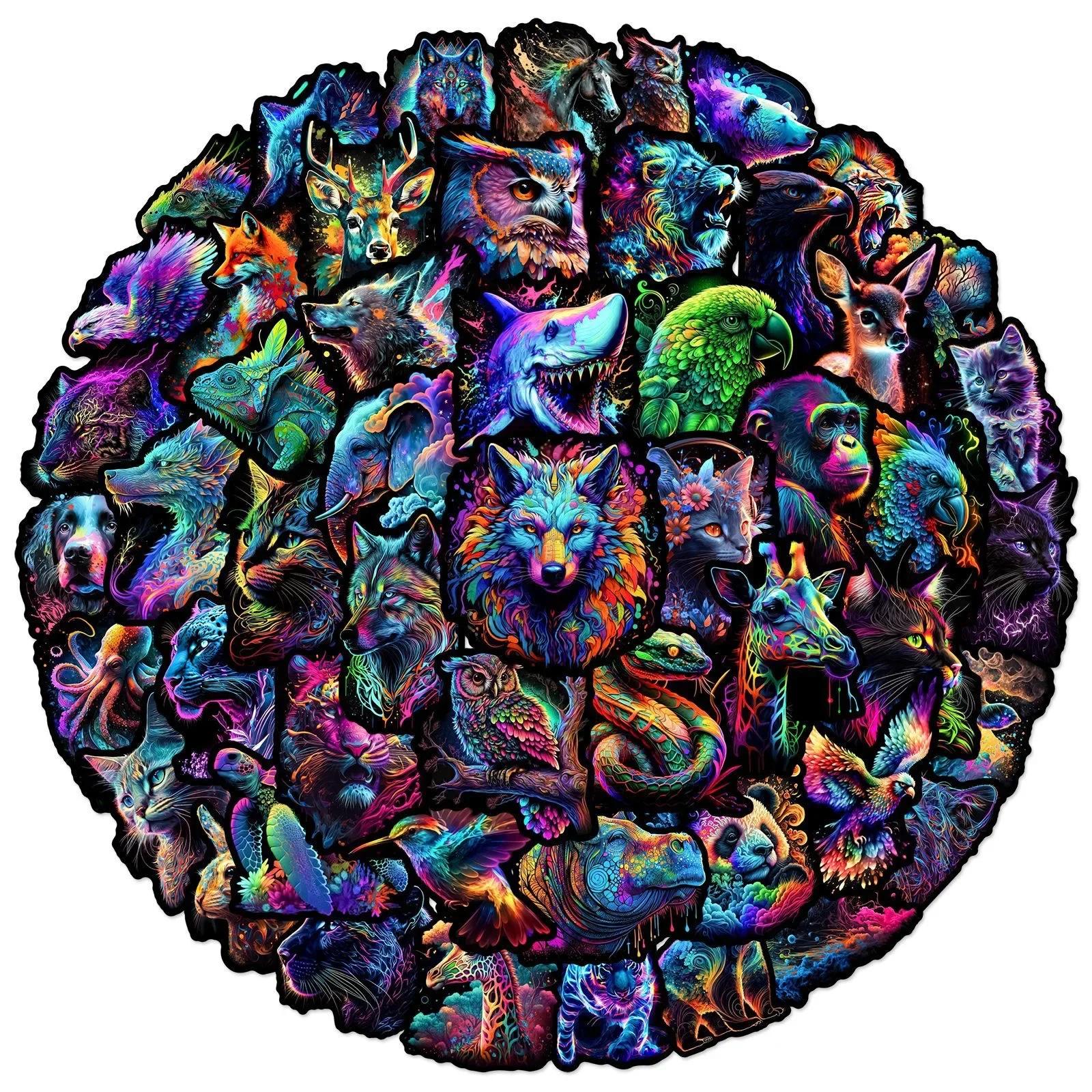 

50 шт. Смішні Темні Барвисті Мультяшні Тварини Наліпки Зроби Сам Скрапбук Блокнот Пляшка Велосипед Телефон Багаж Автомобільна Наліпка