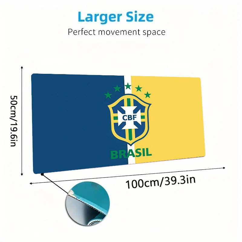 Brazil National Football Team Print  Cushion Non-slip Laptop Tablet Big Mousepad XXL Mat Mini PC Playmat With Lock edge