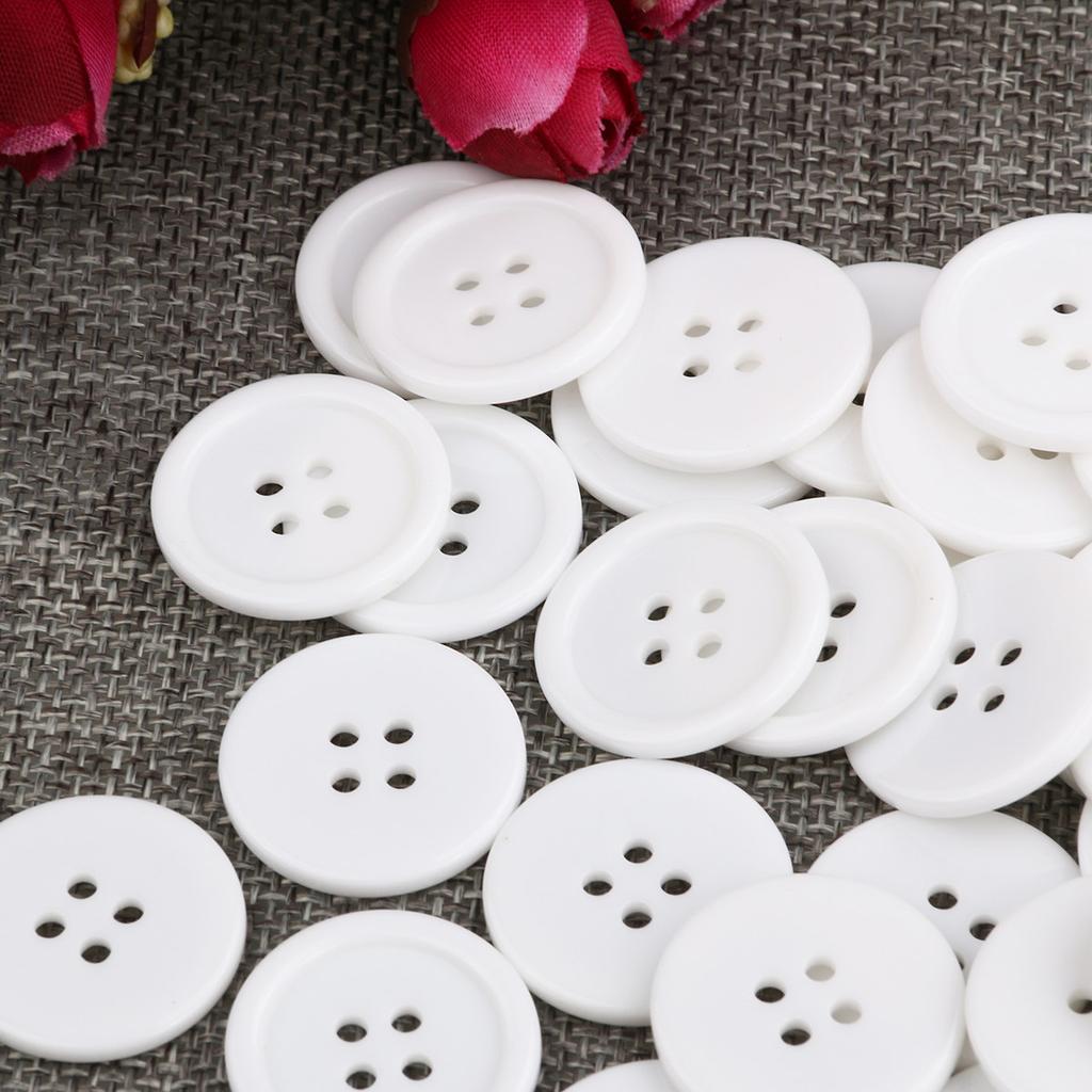 50Pcs 23Mm White Round 4 Hole Resin Buttons Sewing Craft Supplies for Scrapbooking Embellishments Jewelry Making Knitting DIY