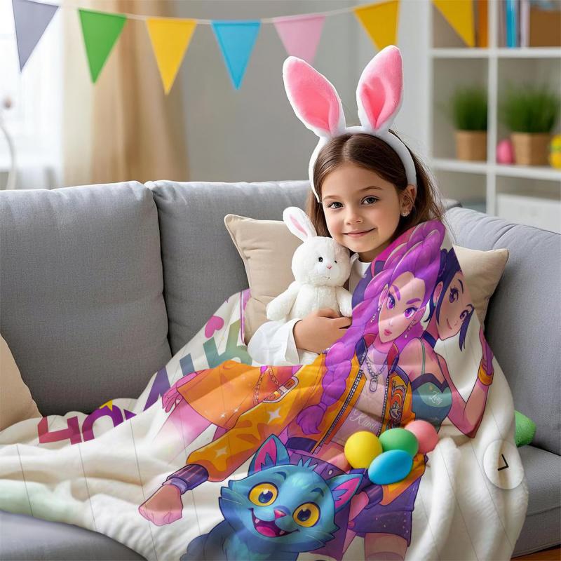 1Pcs K Pop Demon Hunter Warmth Flannel Blanket Cover Soft Multifunctional Decorative Blanket Universal Throw Blankets Fans Gifts