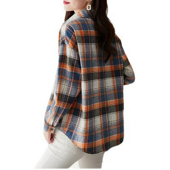 2026 Autumn Chic Korean Plaid Long Sleeve Women's Shirt: Stylish, Youthful, Niche Design