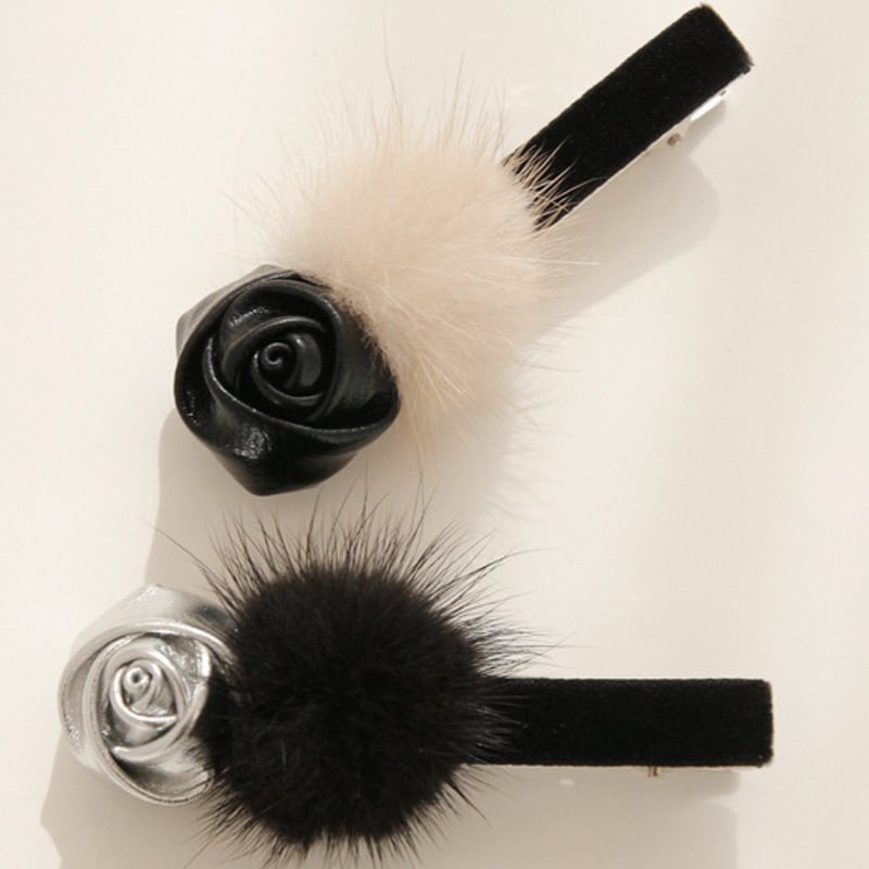 

J.Lauren Mink Rose Velvet Point Hair Pin H01316 Silver