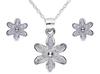 Delicate Silver Jewelry Set Flowers with Cubic Zirconias Small Flower