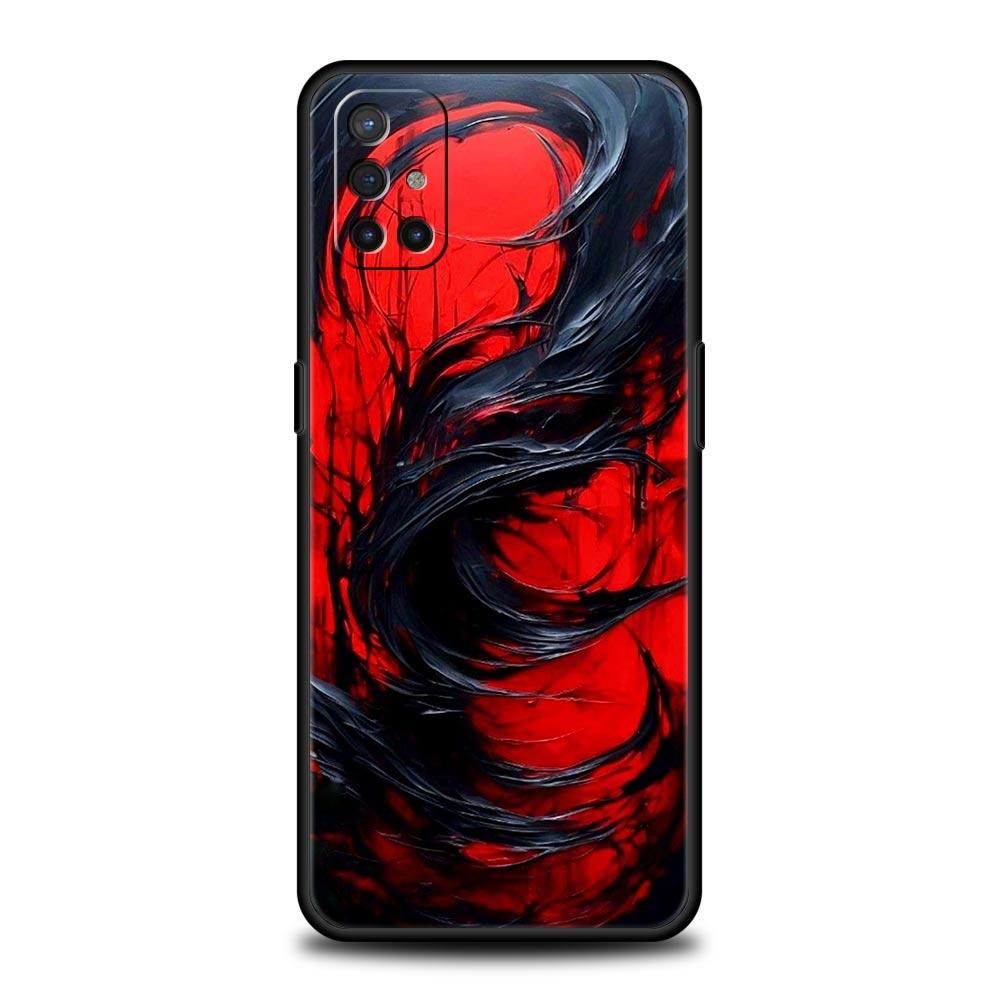 Phone Case For Oneplus 13R 13 12 10T 11 R10 Nord N100 N200 N10 9 9R CE 2 3 Z Pro Lite 5G Soft TPU Cover Black Red Ripple Art Bag