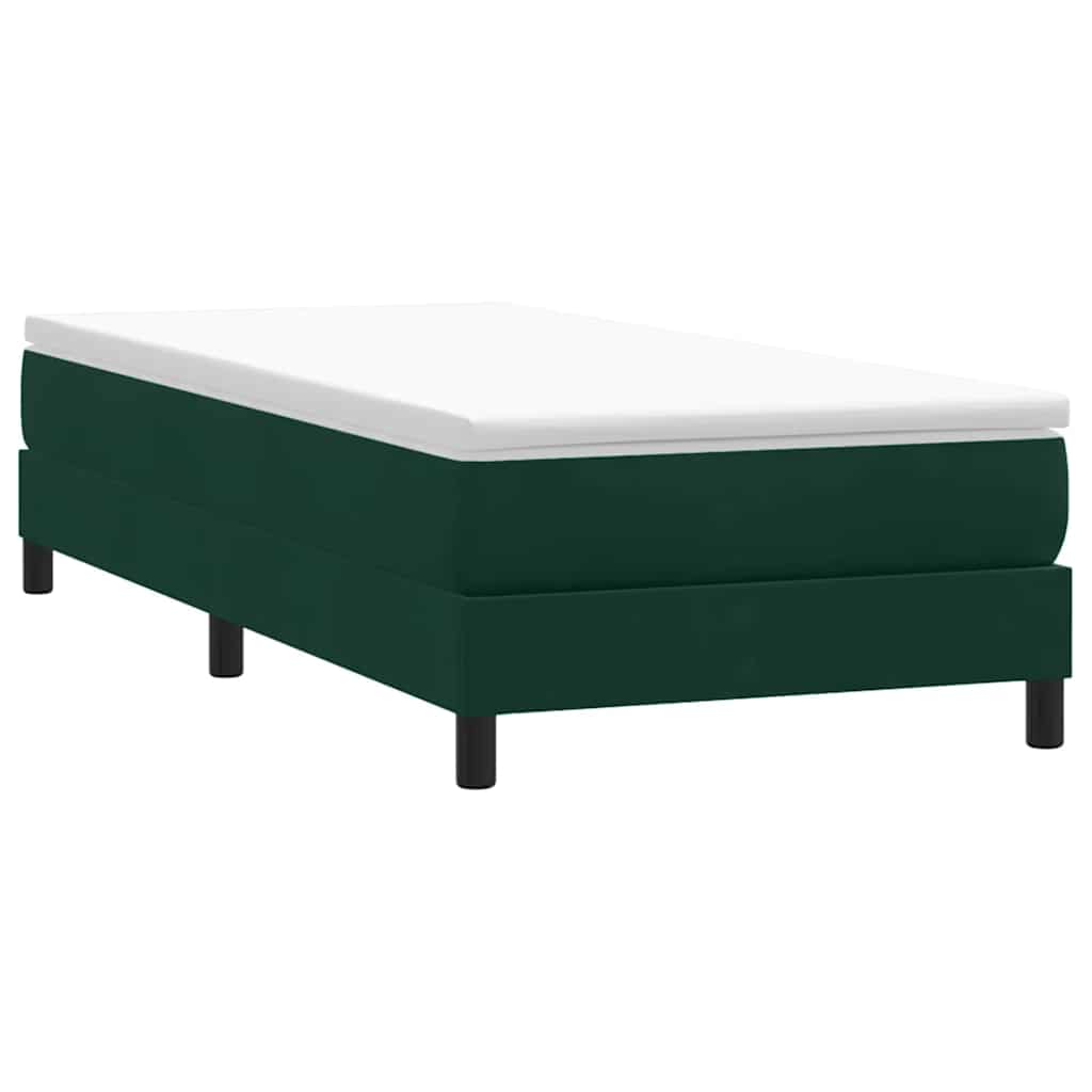 Box Spring Bed with Mattress Dark Green 80 x 220 cm Velvet