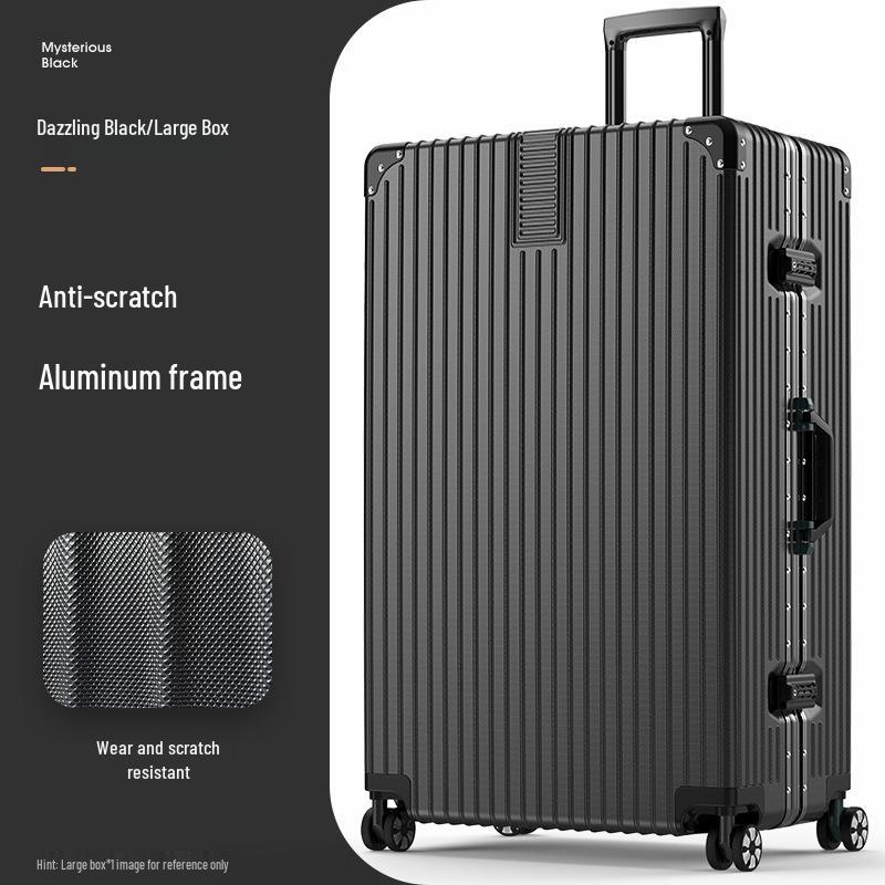 32-Inch Large Capacity Trolley Suitcase with Universal Wheels - Durable Leather Design for Men and Women