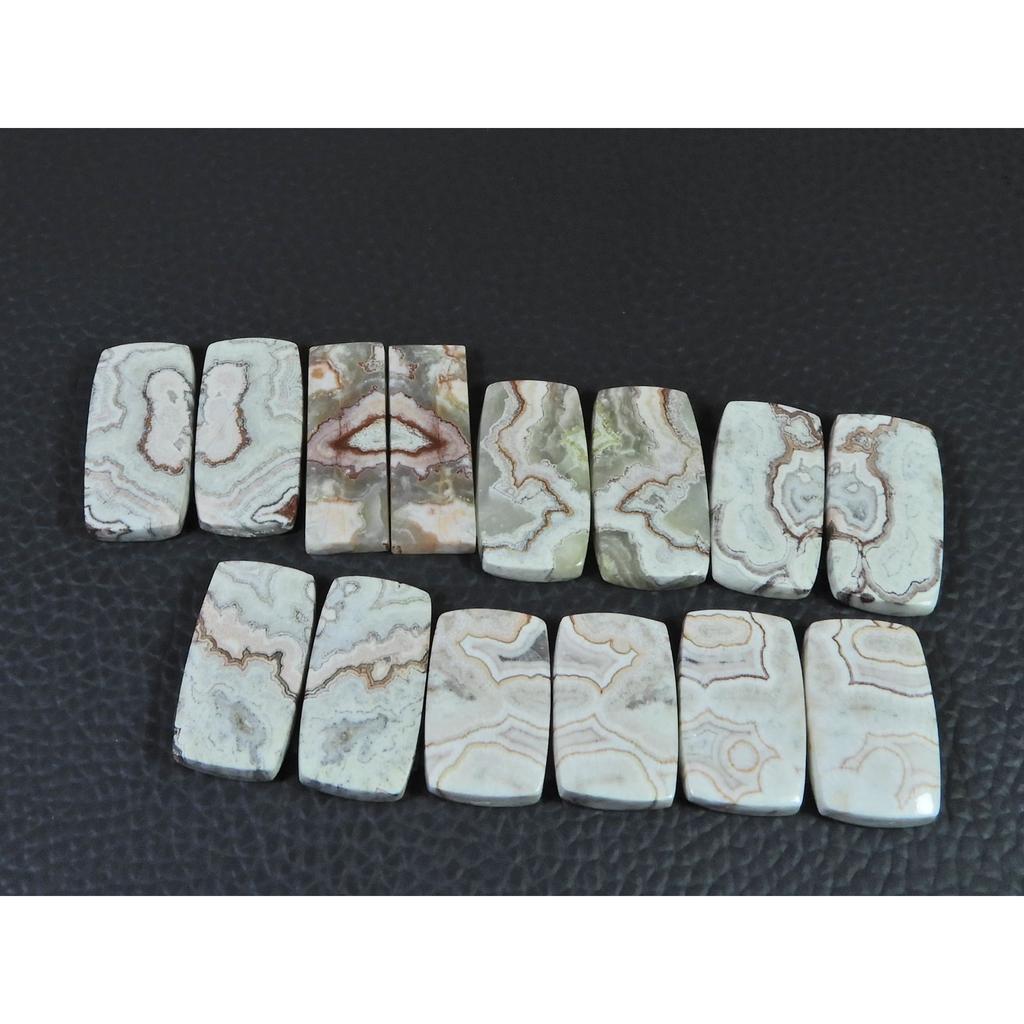 Natural Rosetta Crazy Lace Agate Octagon Cabachon Loose Gemstone 07Pcs Lot C-2603
