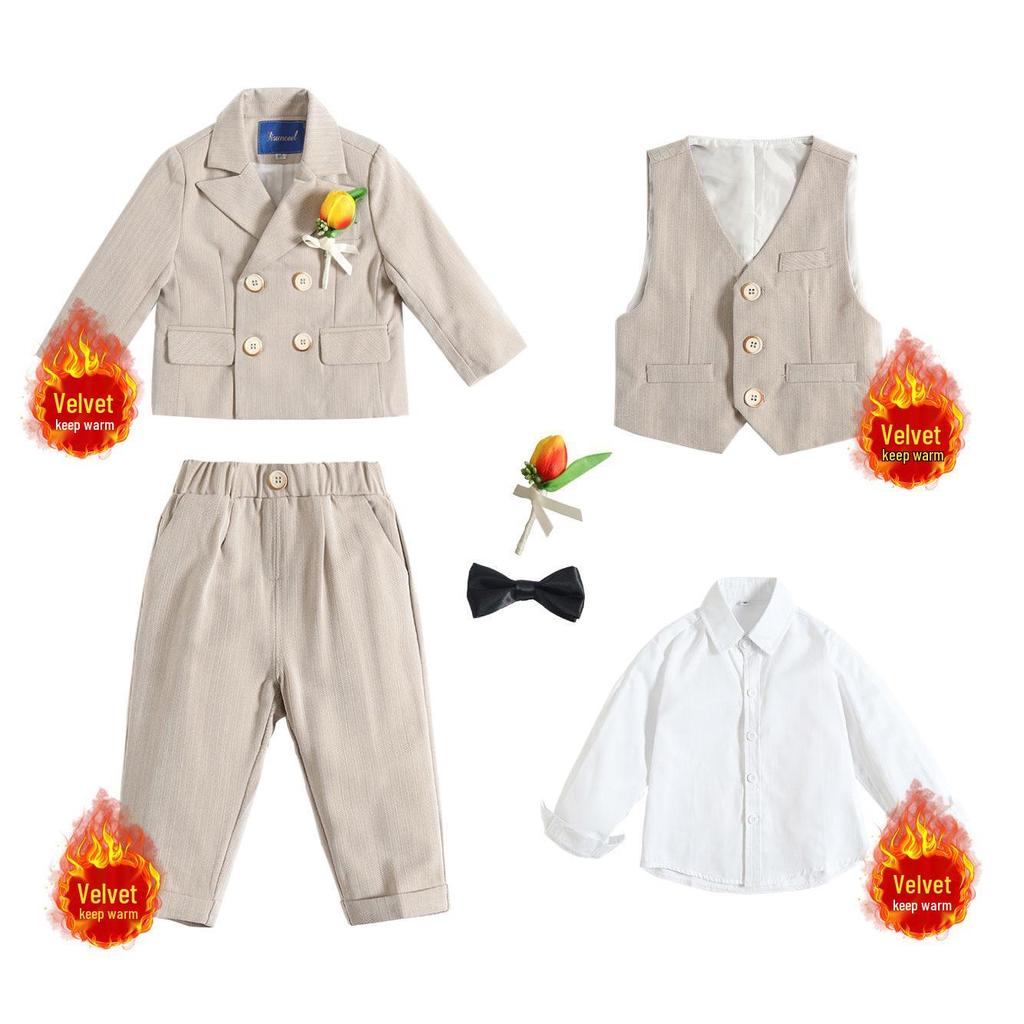 Jungen Dreiteiliger Festanzug mit Weste - Pageboy Geburtstagsoutfit
