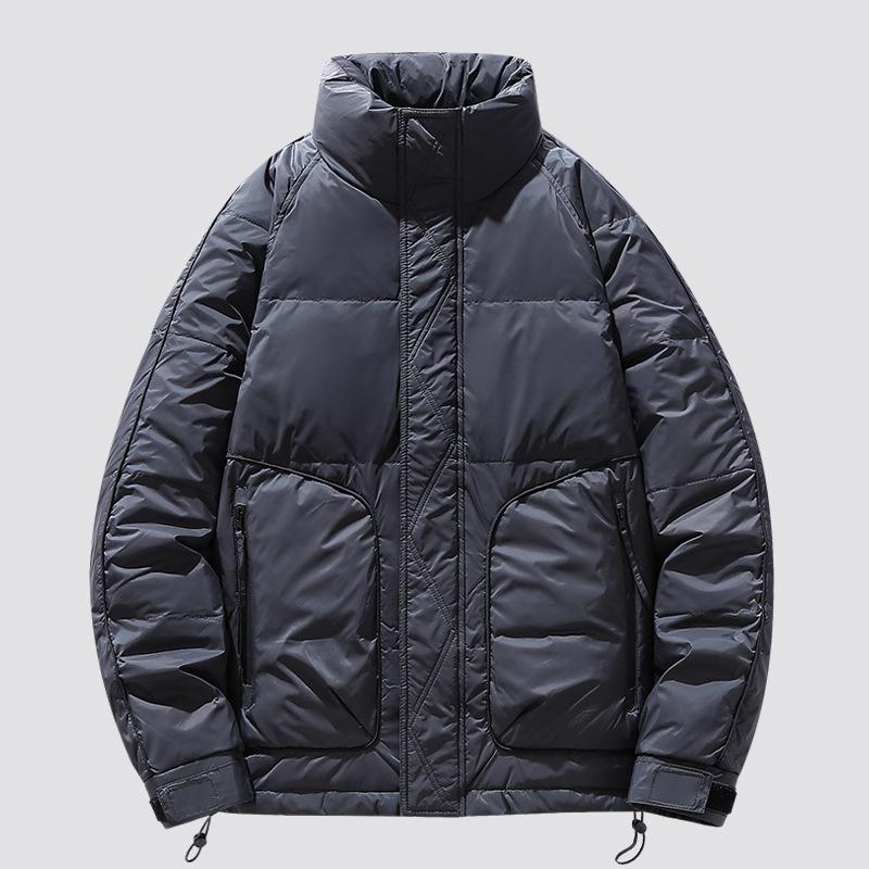 

Зимняя новая мужская модная брендовая однотонная повседневная пуховая куртка, мужская куртка с воротником-стойкой, свободная пуховая куртка, утолщенная теплая куртка для мужчин 5XL серый