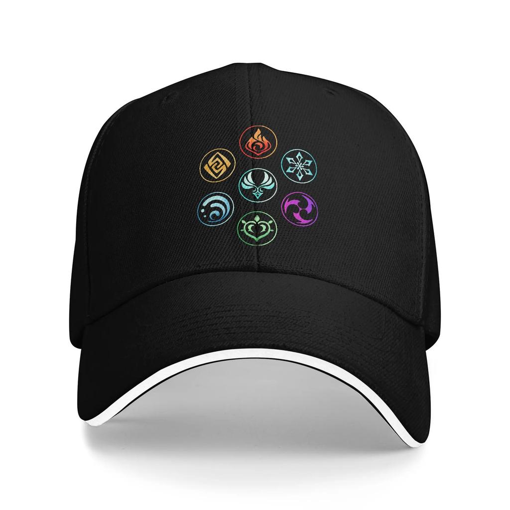 Anemo Geo Hydro Slime Genshin Impact Slime Stack Baseball Caps Casual Sandwich Caps Unisex Women Breathable Dad Hat Sport