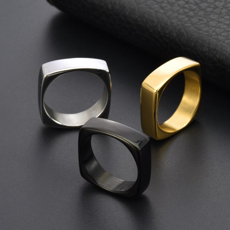 Accessories 6MM Wide Square Design Glossy Ring Couple Jewelry Simple High-end Square Ring