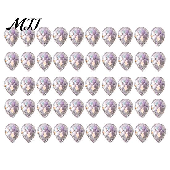 DIY Crafts Beads 50Pcs 10x8mm Faceted Teardrop Glass Beads, Top Drilled Water Drop Transparent Loose for Jewelry Bracelet Necklace Beaded
