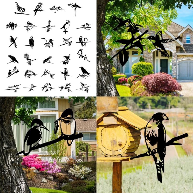 Metal Bird Stake Outdoor Garden Bird Statue Decorative Metal Animal Silhouettes for Tree Garden Decorative Bird Ornament