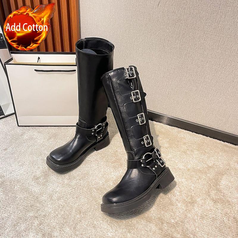 Fashion Fleece-Lined Platform Women's Long Boots Autumn Winter Ladies Knee High Shaft Shoes Gyaru Gothic Designer Luxury Trend 2025 Boot