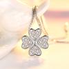 Fashionable Clover Pendant With Sparkling Gemstones Stylish And Sweet Necklace