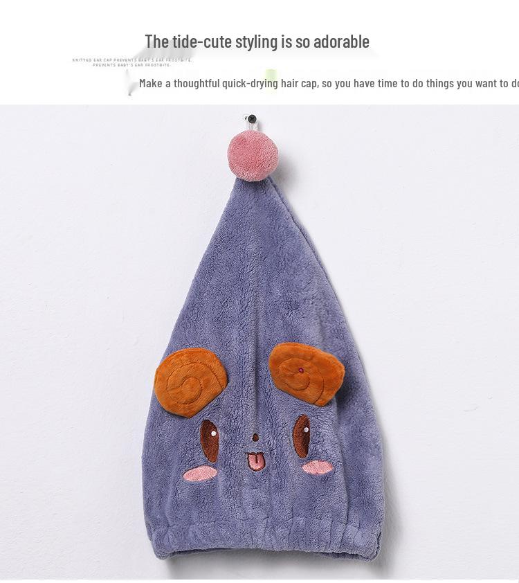 Cute Cartoon Antibacterial Quick-Dry Hair Cap - Super Absorbent, Elastic Bath Head Wrap Towel for Women