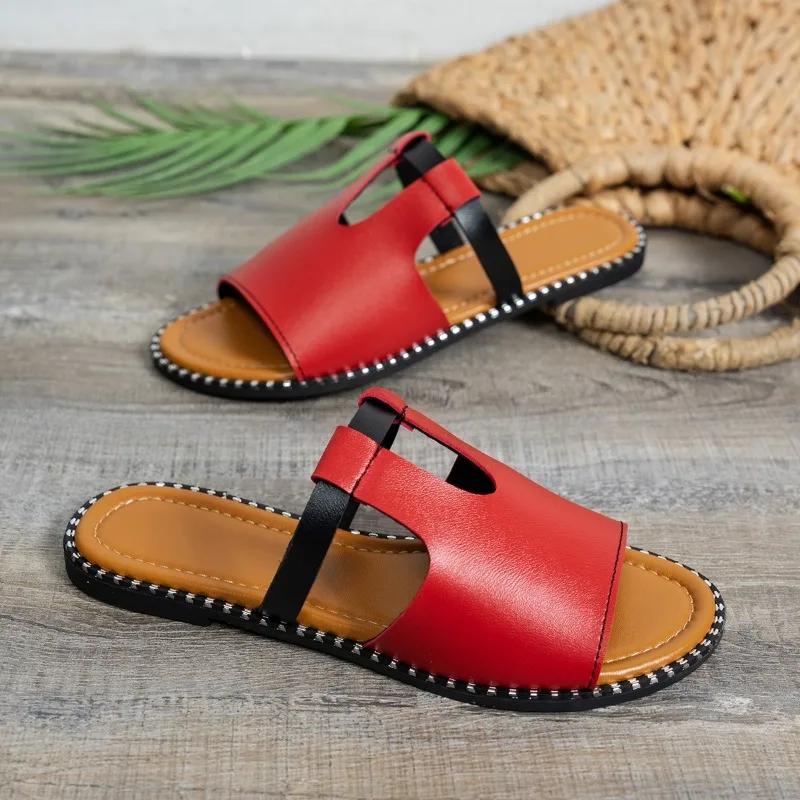 2025 Summer Hot Sale Women's Open Toe Slippers Bordered Mixed Colors Flat with Sandals Plus Size Outdoor Daily Beach Slippers