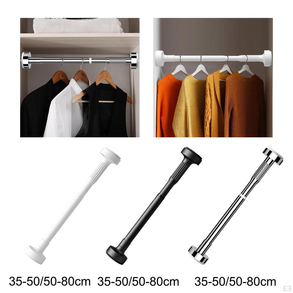Adjustable Closet Pole Clothing Drying Rack Heavy Duty Garment Shower Curtain Rod Telescopic
