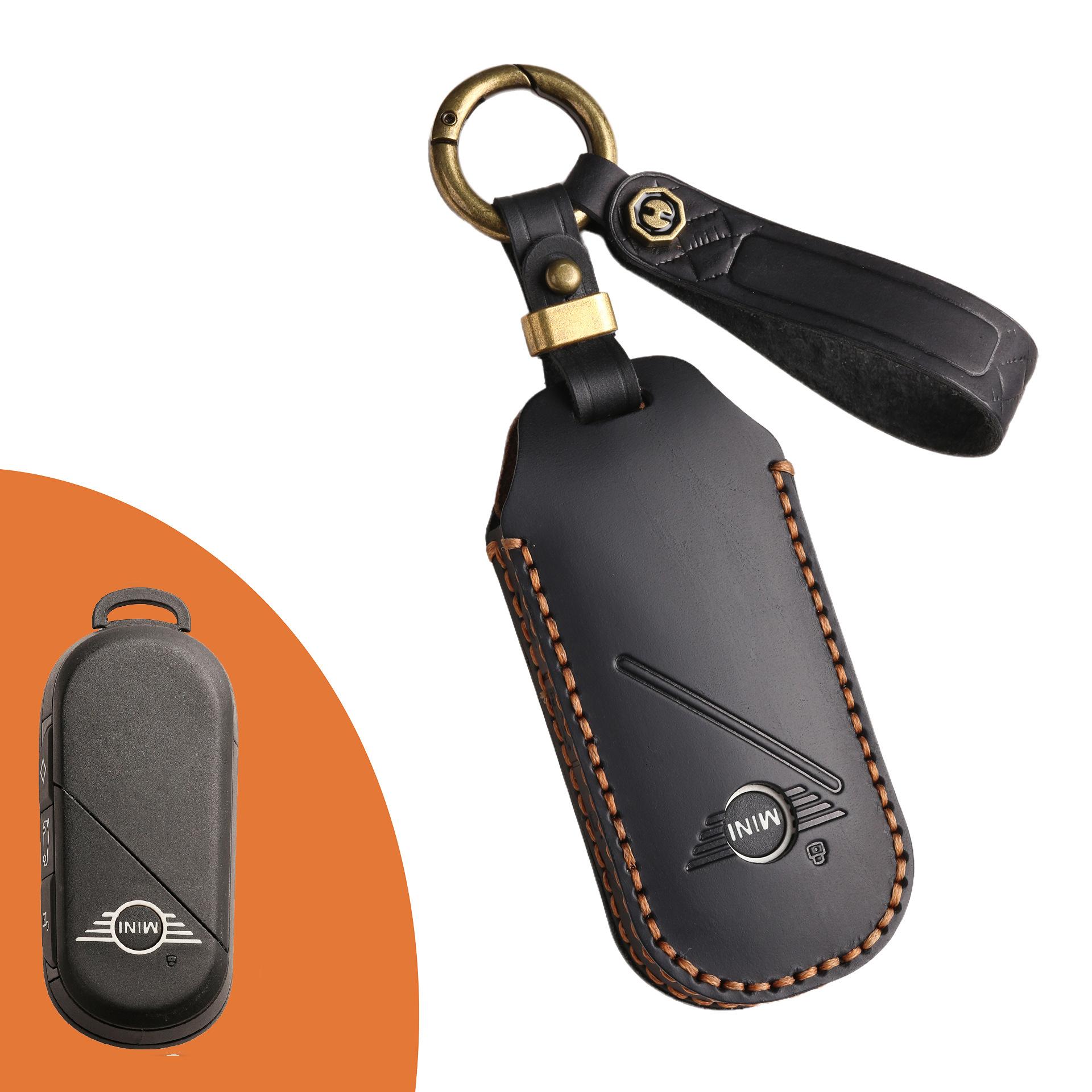 

Special BMW mini key case 2024 new car protective case mini leather retro cowhide key case чёрный
