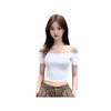 Summer New Suspender Slim Off-shoulder Short-sleeved T-shirt Female Sexy Spice Short One-word Shoulder Beautiful Top