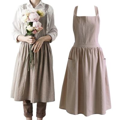 Soft Cotton Kitchen Cooking Apron With Cross Back For Cooking Catering Work Commercial Restaurant The Size Can Be Customized