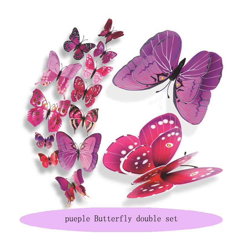 3D Double Layer Butterfly Wall Stickers For Wedding Decor Butterflies Fridge Magnet Decals Home Room Decoration Gift