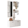 90*30*41.5cm 4-Piece Coat Rack Set with Mirror, 2 Hat Shelves and Shoe Cabinet, Compact Coat Rack with 6 Coat Hooks, White