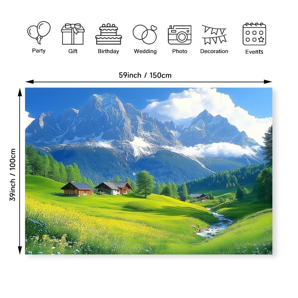 [Vibrant Swiss Alps Tapestry] 1pc Vibrant Swiss Alps Tapestry Wall Decor - 100% Polyester, Elegant Snow-Capped Mountains & Quain
