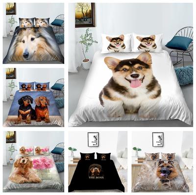 3D-Bettwäscheset für Haustiere mit Hundemotiv, Daunen-Bettbezug mit Tiermotiv, 2/3-teilig, Steppdecke, Einzelbett, Doppelbett, volle Größe, schnelltrocknende Bettdecke für Hundeliebhaber