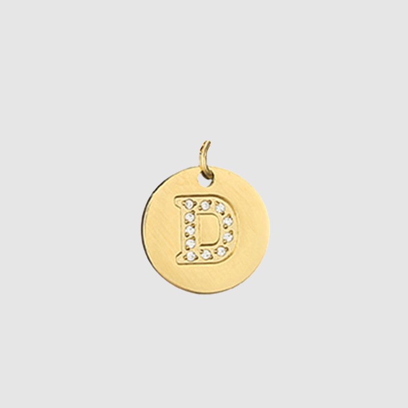 CARLIDANA Classique Minimaliste Alphabet 26 Breloques Lettres en Cristal Collier Pendentif Rond Lettre Acier Inoxydable Collier DIY