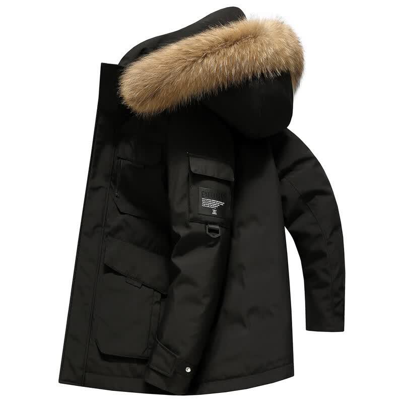 Xuezhongfei Unisex Mid-Length Hooded Down Jacket 2XL 185/100A