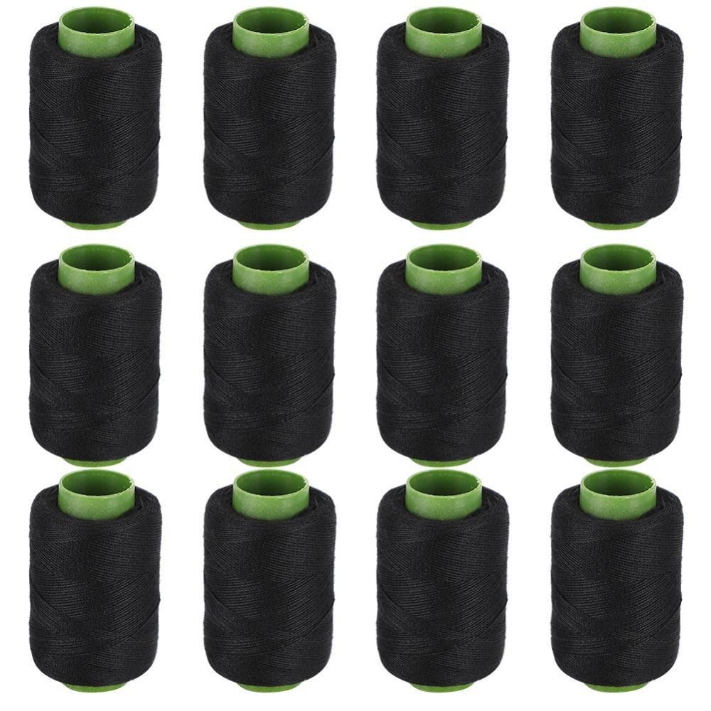 12Pcs Thread Spool Polyester Sewing Thread Black Hand Sewing Thread  For Quilting