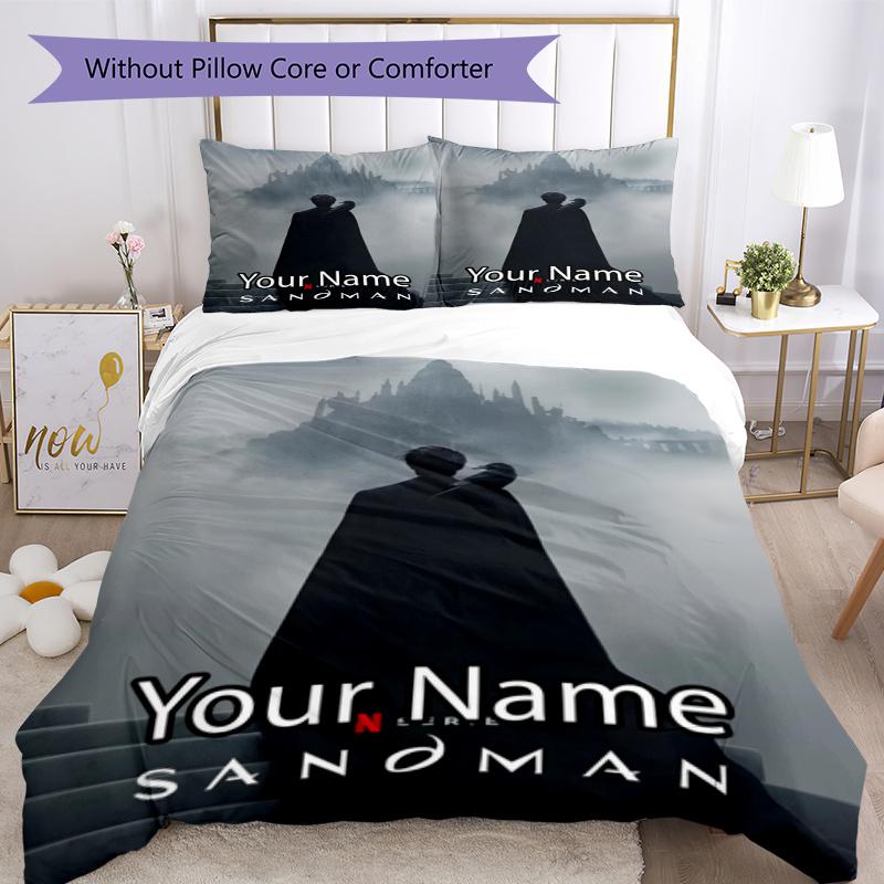 3pcs Custom Name Sandman Bedding Set Duvet Cover Closure Includes 1 Duvet Cover & 2 Pillowcases, Soft and Comfortable for All Seasons.