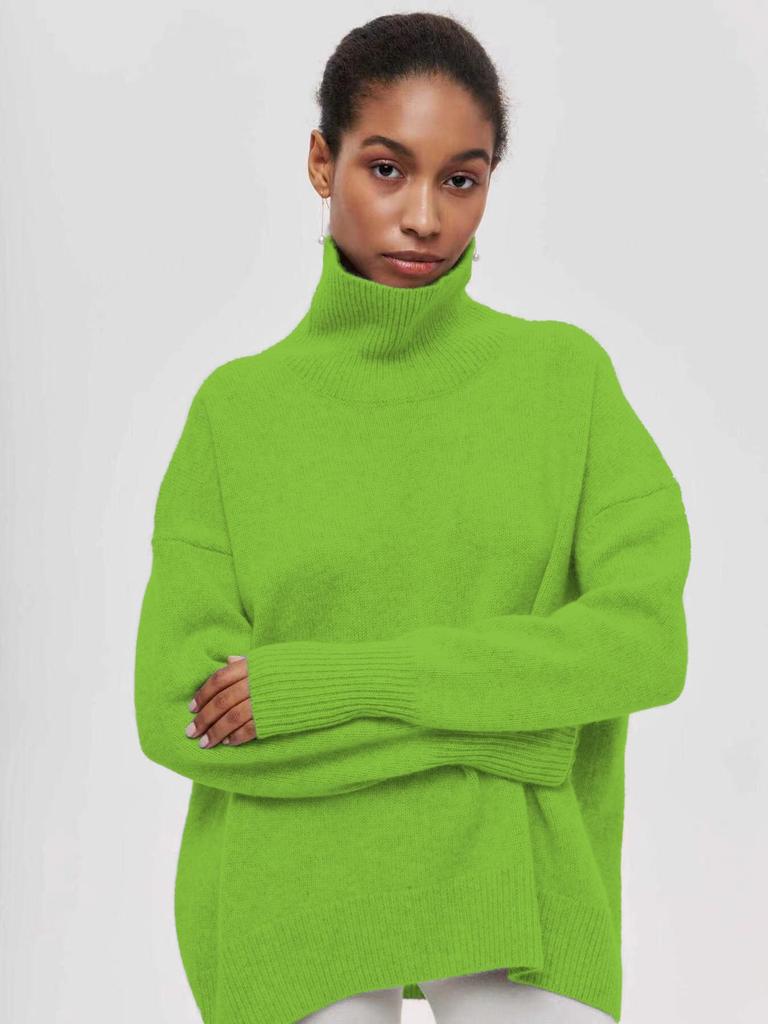 2023 Trendy Women's High Neck Loose Sweater - European & American Style for Autumn/Winter Parties