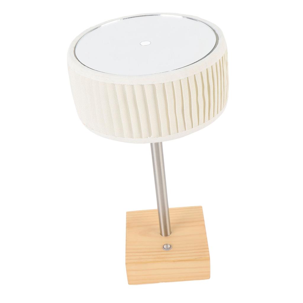 Rechargeable Desk Lamp with Fabric Shade Top Mirror Table Light Modern Touch Dimmable LED Bedside