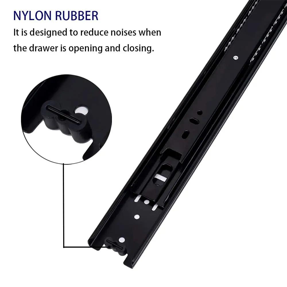 Schubladenschiene Schwarz Kaltwalzstahl 3-Wege Schubladenauszug Drei Abschnitte Auszüge 8 bis 22 Zoll 3-Wege Schiebeschienen Möbel Schienen