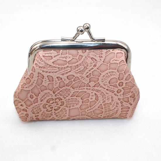 Embossed Lace Coin Purse, Kiss Lock Closure Coin Pouch, Women Small Change Purse for Cash Coins Cards
