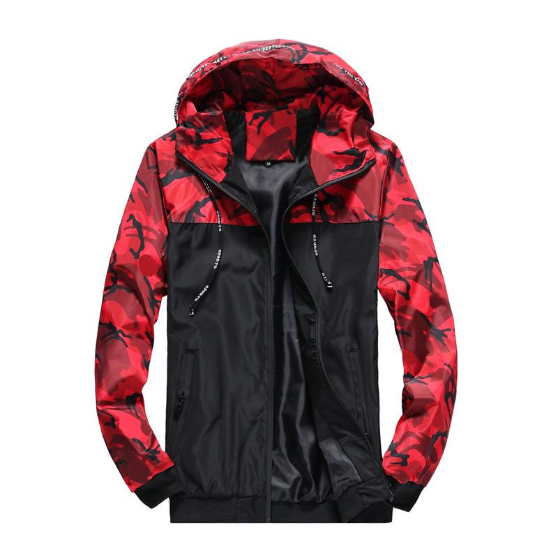 

Камуфляжная мужская куртка Мужская куртка Tooling Hooded Color Matching Youth Wish Shrimp Skin XL красный