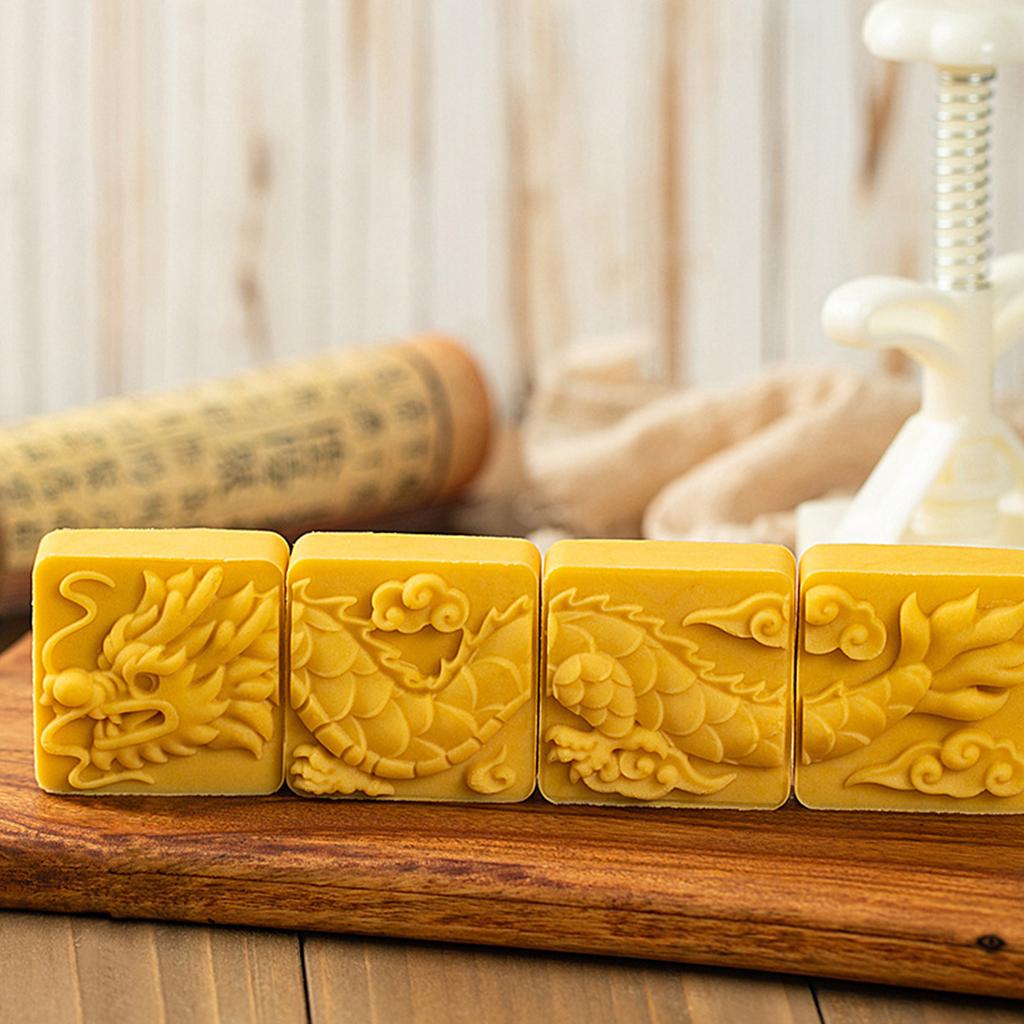 Formička na čínské pečivo Ručně lisovaná forma na měsíční koláče s čínským drakem Festivalové formičky na dorty Formy na dezerty pro milovníka vaření