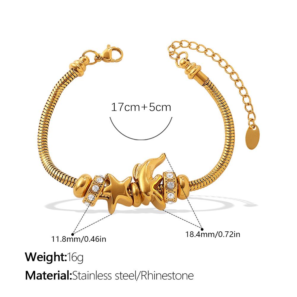 European and American retro style DIY crown love pendant bracelet stainless steel plated 18K gold bracelet