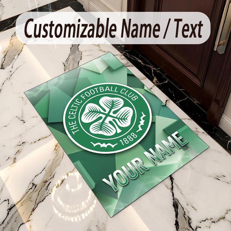 Crystal Velvet Rug Celtic FC Print Custom Name Text Floor Mat Home Decor