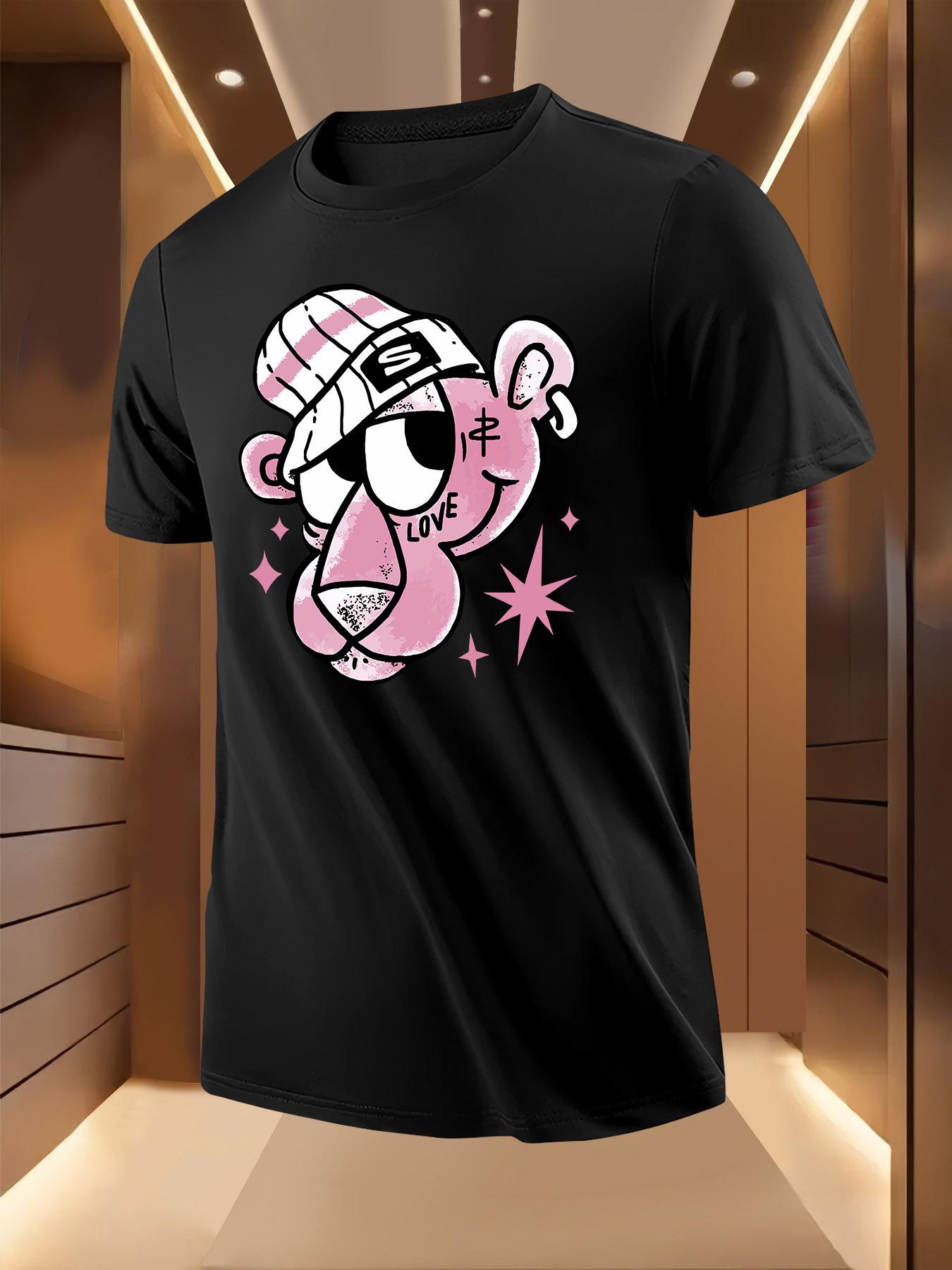 Light Yellow Tshirt - Bold Pink Character Graphic Tee M