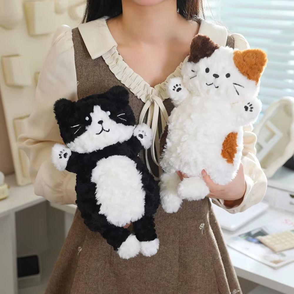 Cute Simulation Black Cat Plush Doll Realistic Texture Brown Cat Plush Doll Birthday Gift