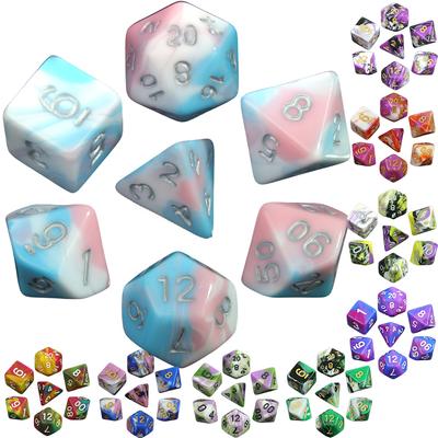 Beautiful Colorful Gaming Dice Set of 7 Perfect Gift for DND Board Game Accessories Lovers