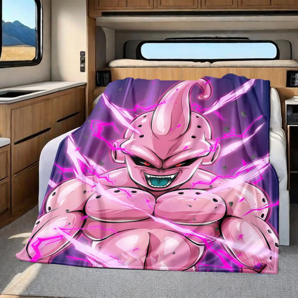 1PC Majin Buu Print Flannel Blanket, High Quality All Seasons, Home Decor, Warmth and Comfort, Perfect for Christmas Gifts